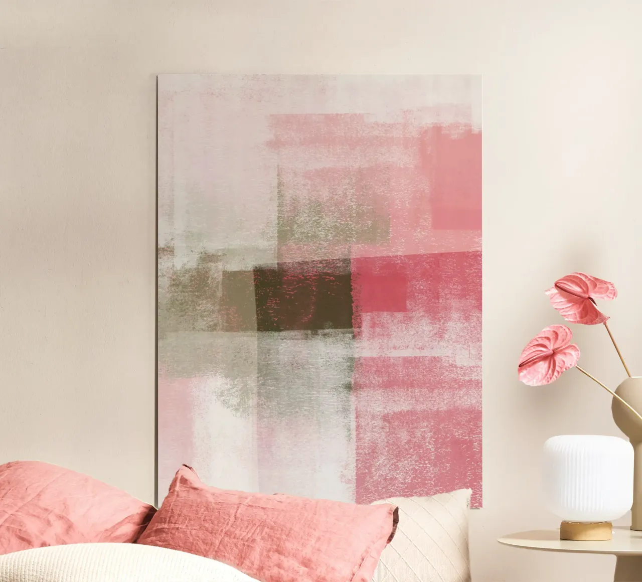 Surfaces 9B | Abstract in Sage Green & Deep Pink carta hahnemühle da sabidussi