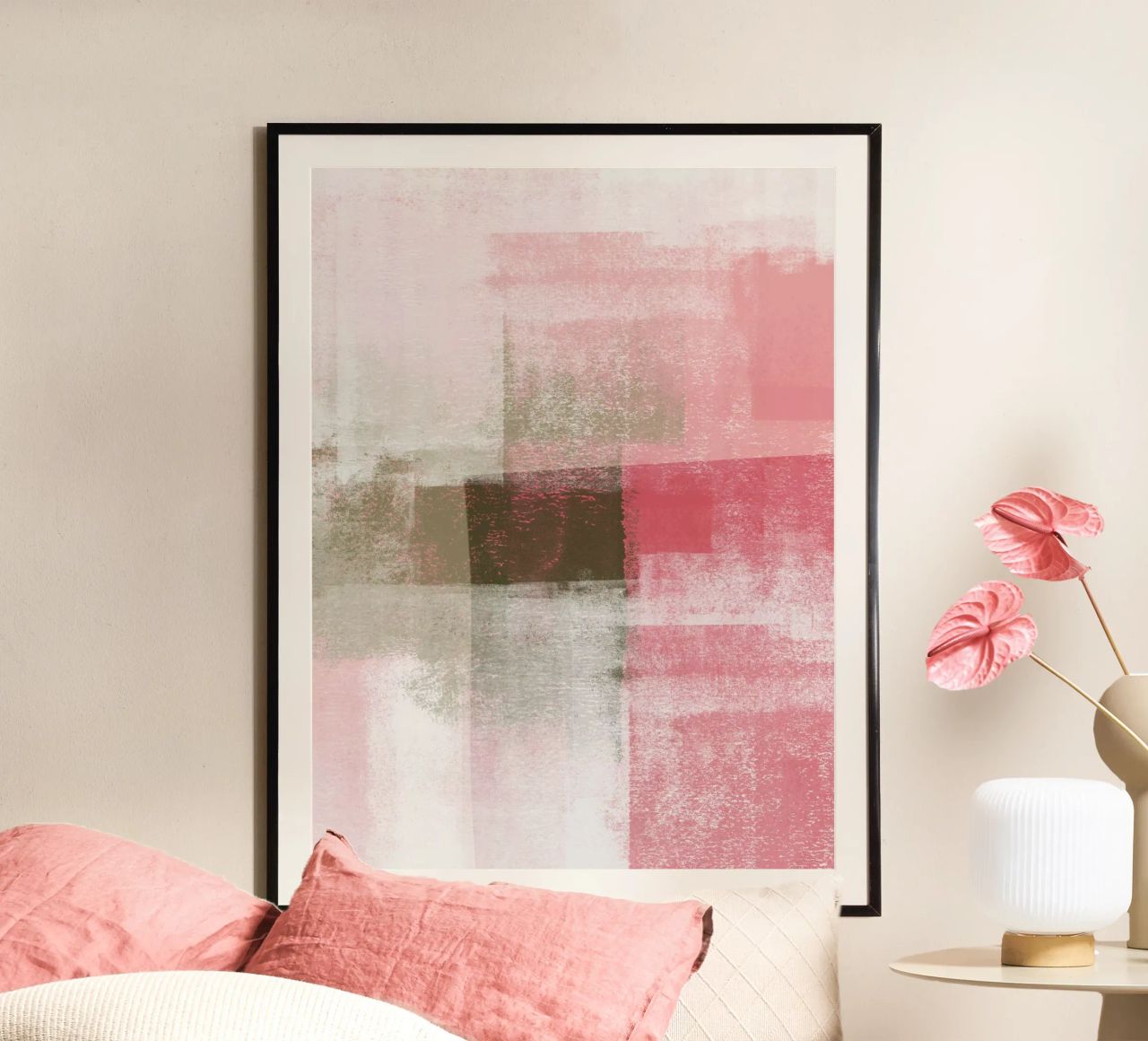 Surfaces 9B | Abstract in Sage Green & Deep Pink poster da sabidussi