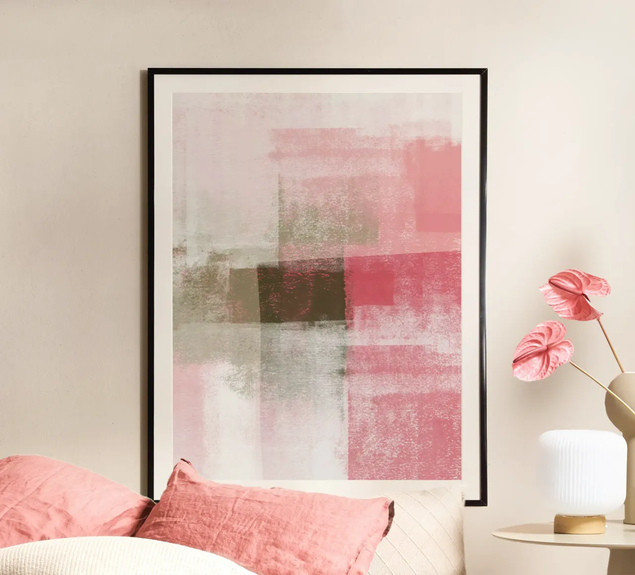 Surfaces 9B | Abstract in Sage Green & Deep Pink carta hahnemühle da sabidussi