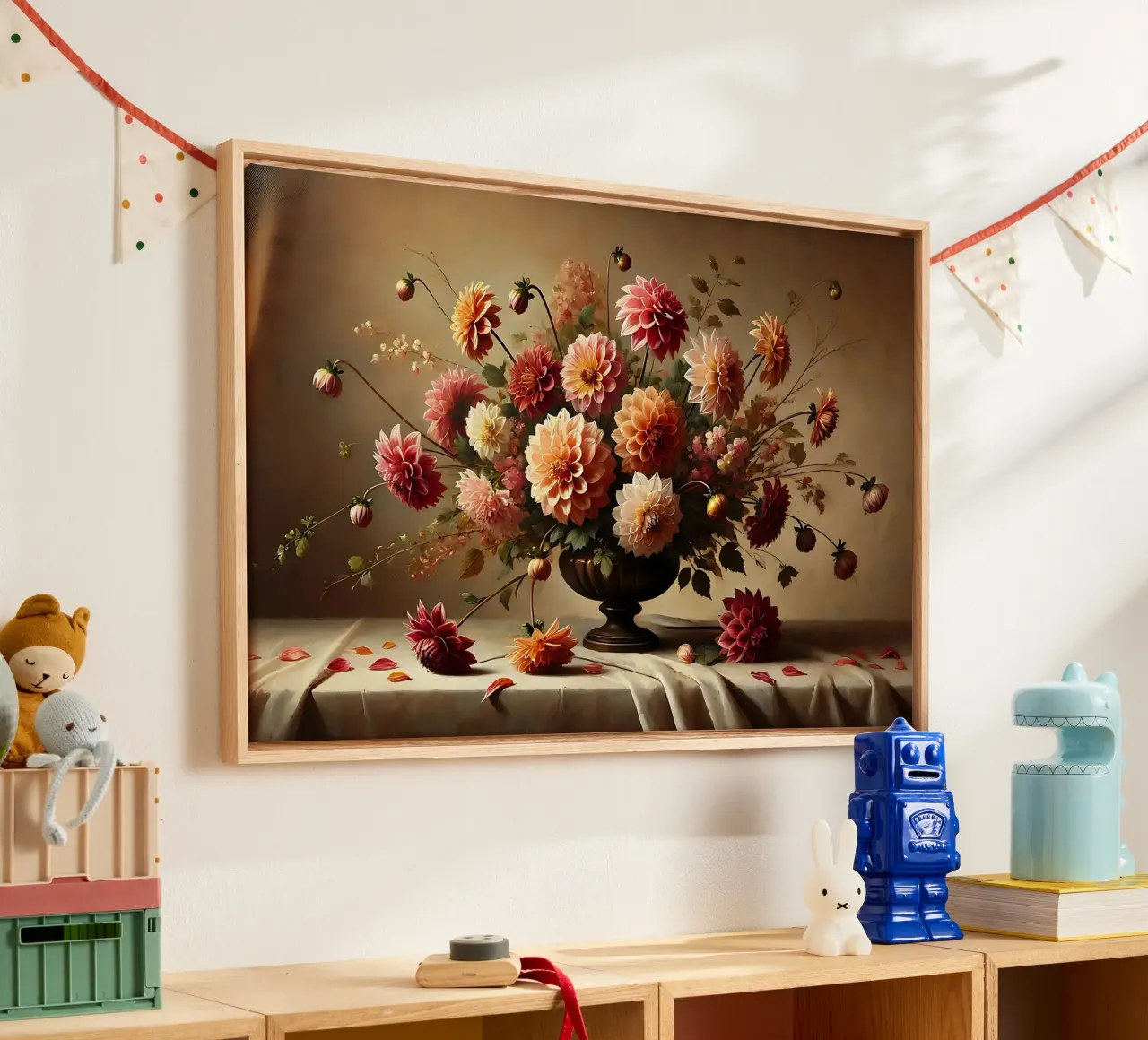 Bouquet di dalia vittoriana tela con Cornice a cassetta da VintageBotanics