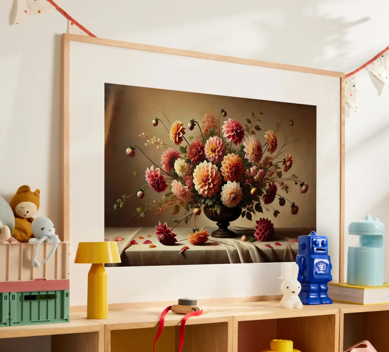 Bouquet di dalia vittoriana poster con telaio in alluminio da VintageBotanics