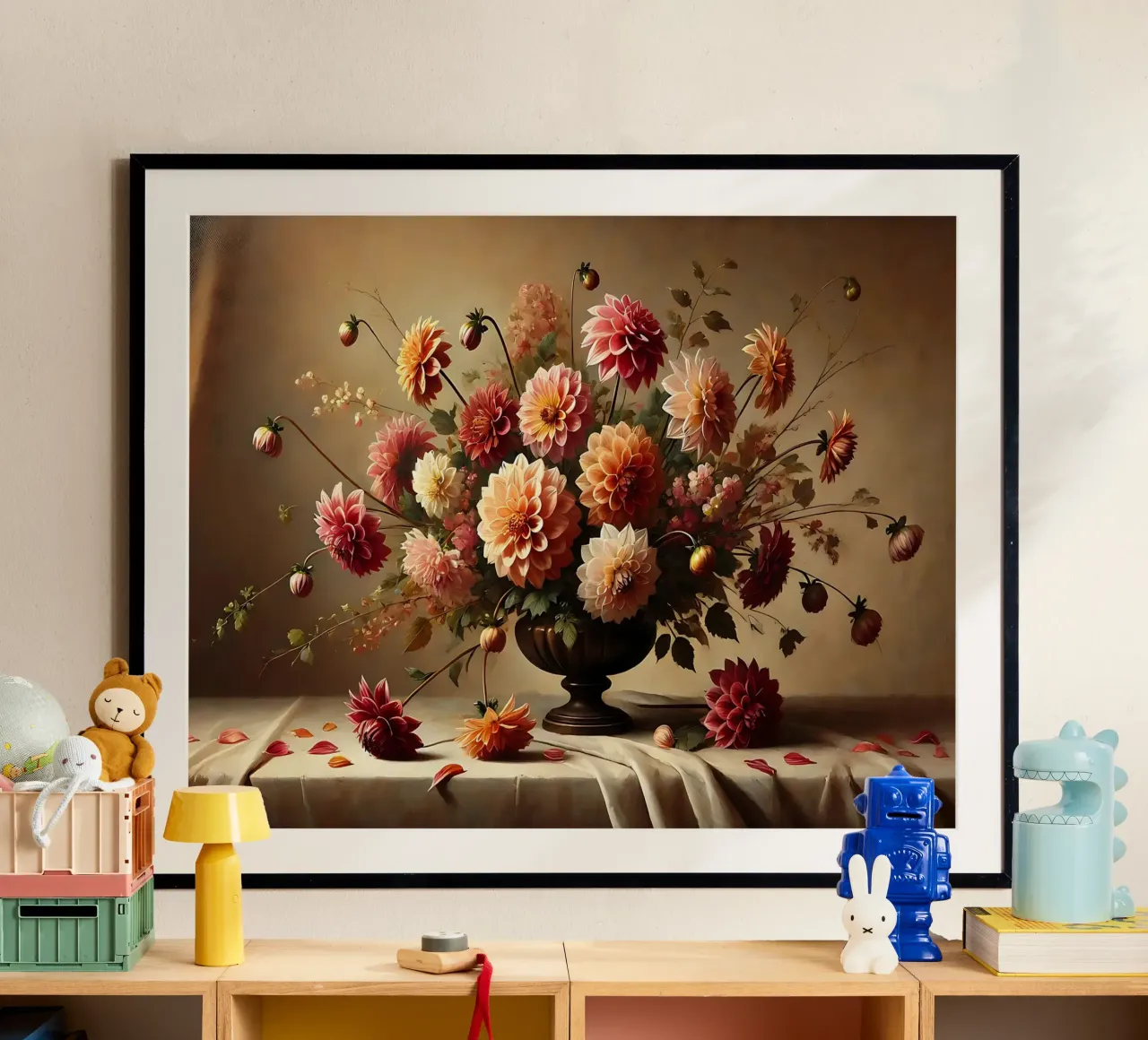 Bouquet di dalia vittoriana poster con telaio in alluminio da VintageBotanics