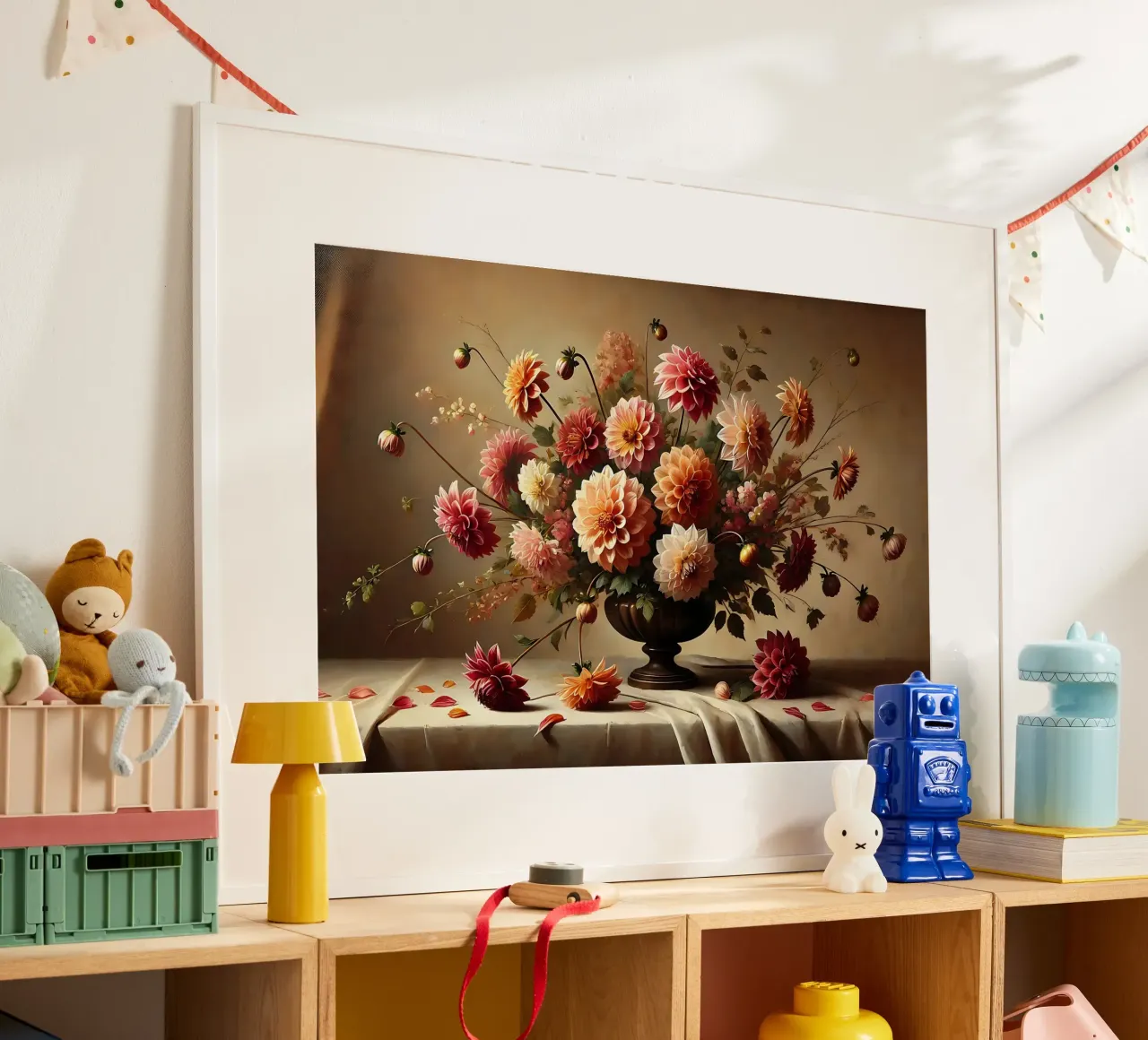 Bouquet di dalia vittoriana poster con telaio in alluminio da VintageBotanics