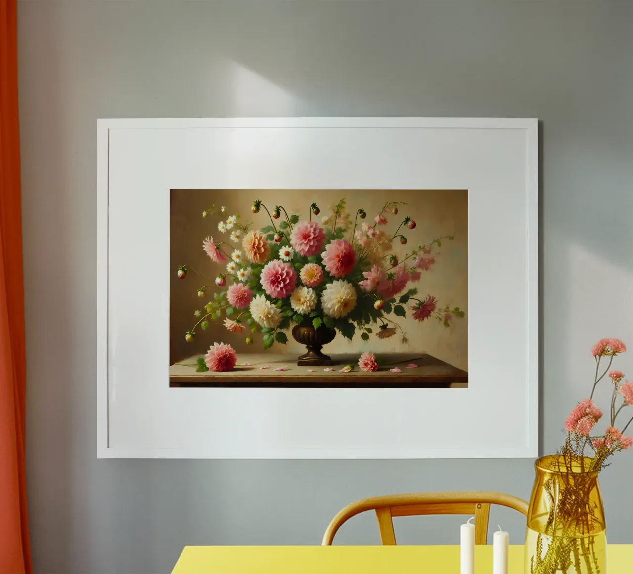Bouquet di dalia vittoriana poster con telaio in plastica da VintageBotanics
