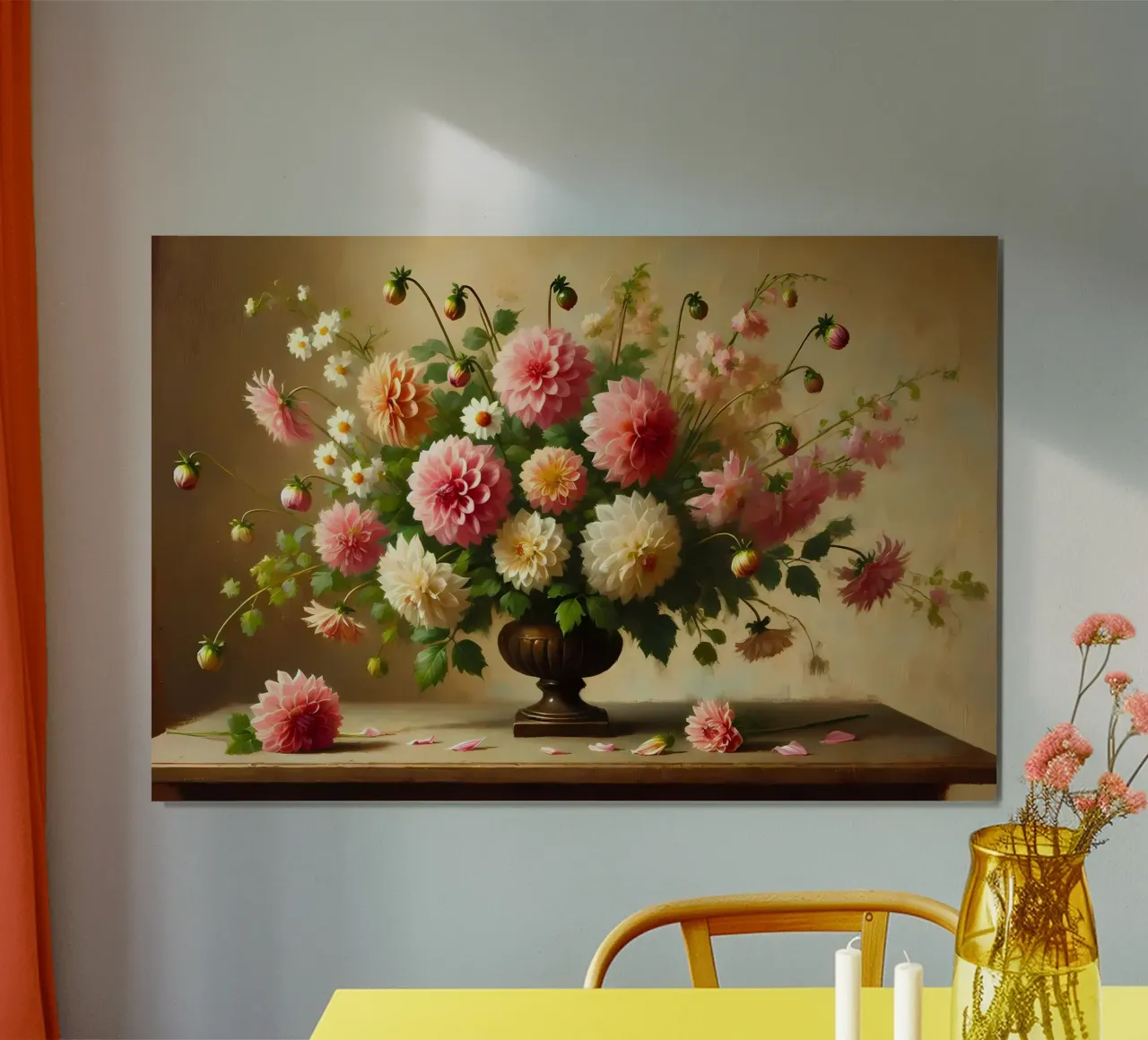 Bouquet di dalia vittoriana poster con telaio in plastica da VintageBotanics