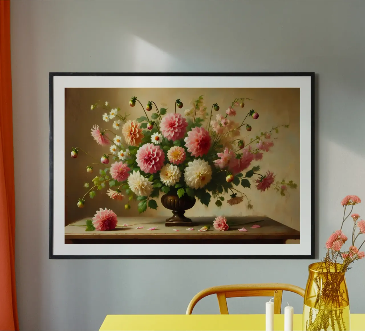 Bouquet di dalia vittoriana poster con telaio in plastica da VintageBotanics