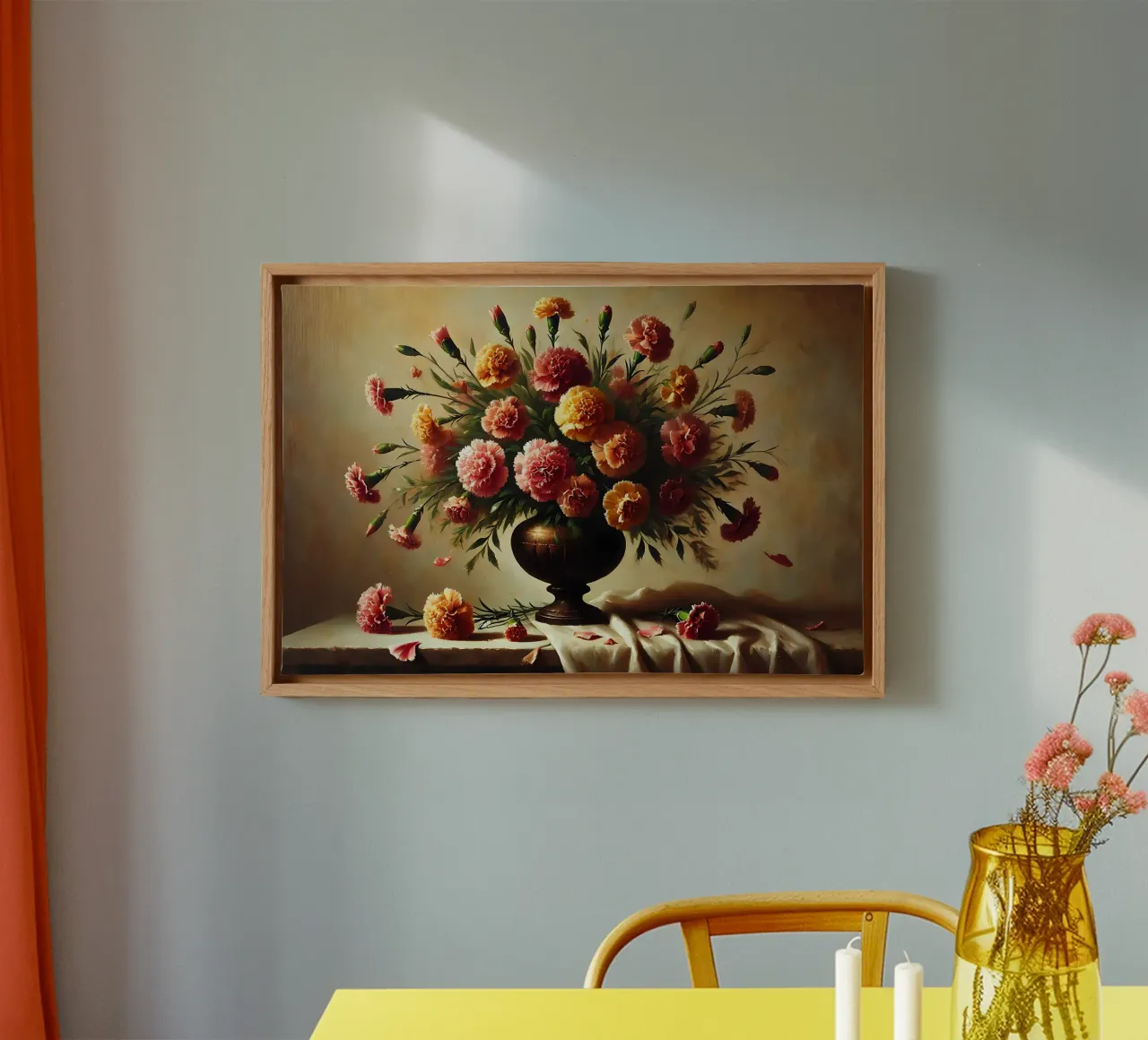 Bouquet di garofani vittoriano tela con Cornice a cassetta da VintageBotanics
