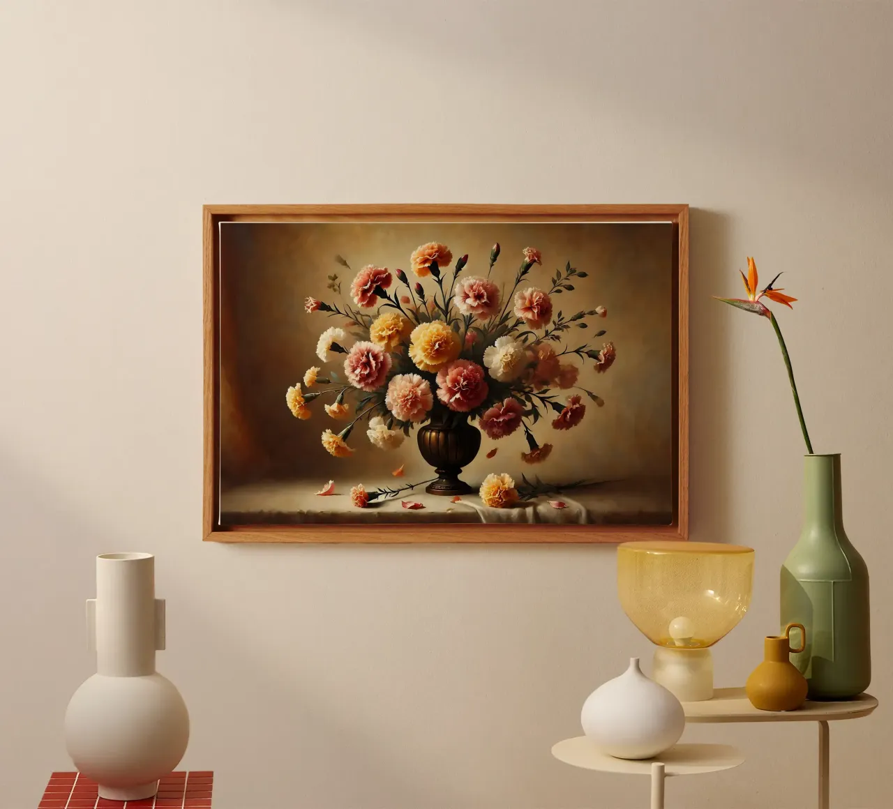 Bouquet di garofani vittoriano tela con Cornice a cassetta da VintageBotanics