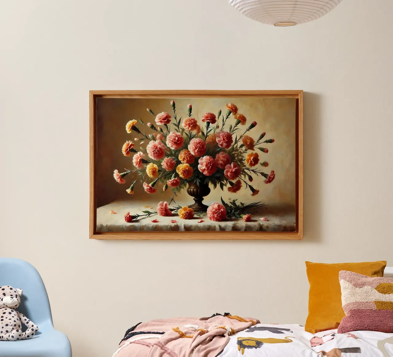 Bouquet di garofani vittoriano tela con Cornice a cassetta da VintageBotanics
