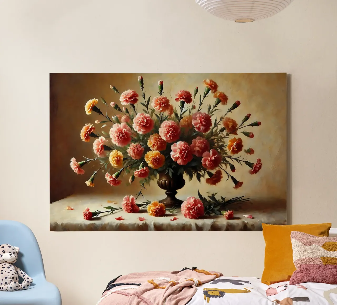 Bouquet di garofani vittoriano tela con Cornice a cassetta da VintageBotanics