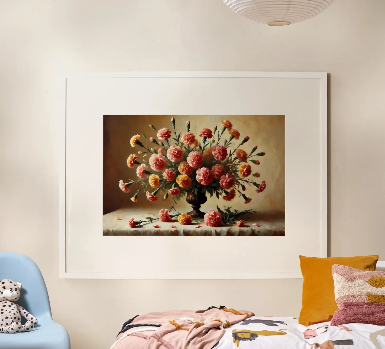 Bouquet di garofani vittoriano poster con telaio in plastica da VintageBotanics