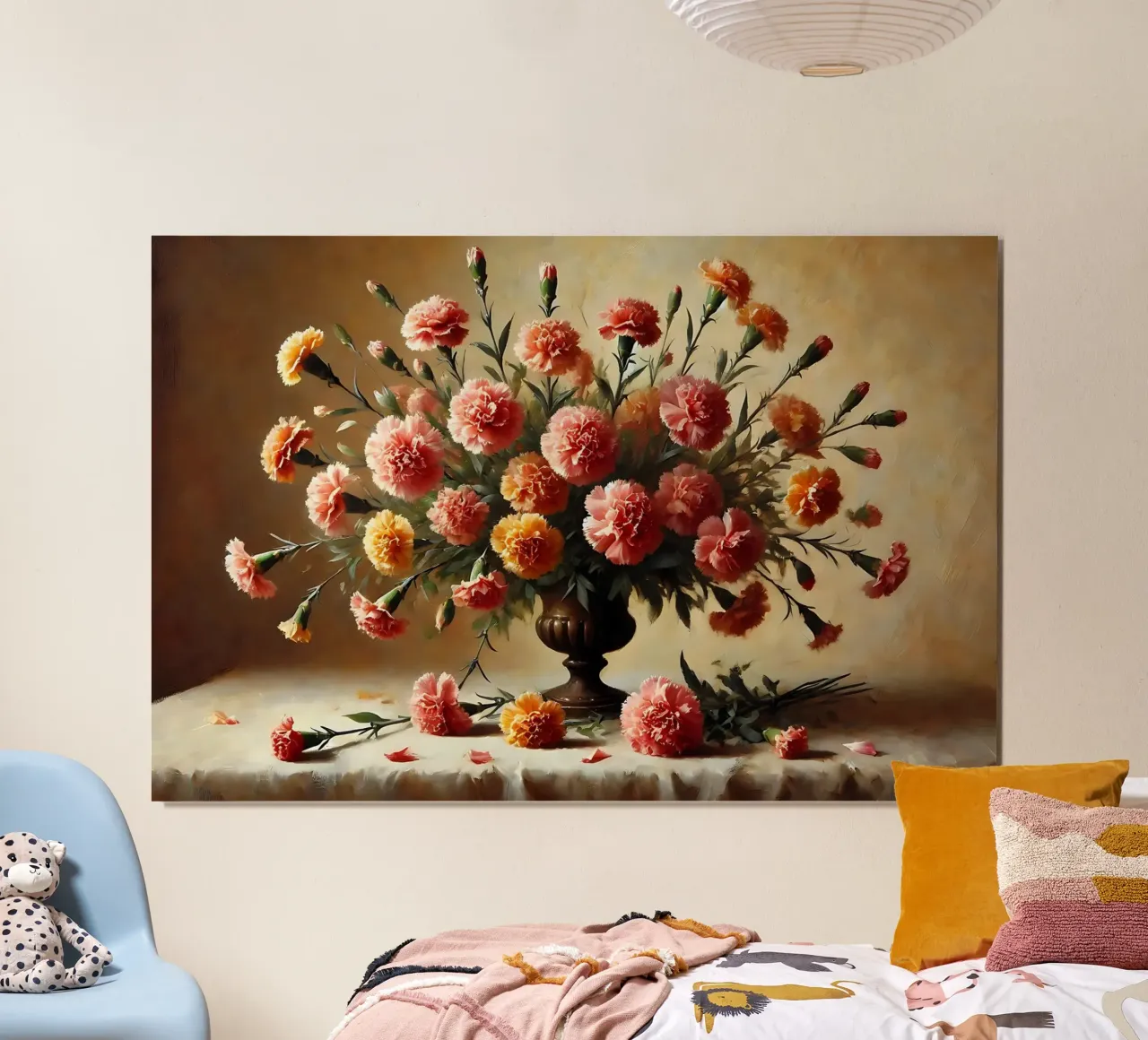Bouquet di garofani vittoriano poster con telaio in plastica da VintageBotanics