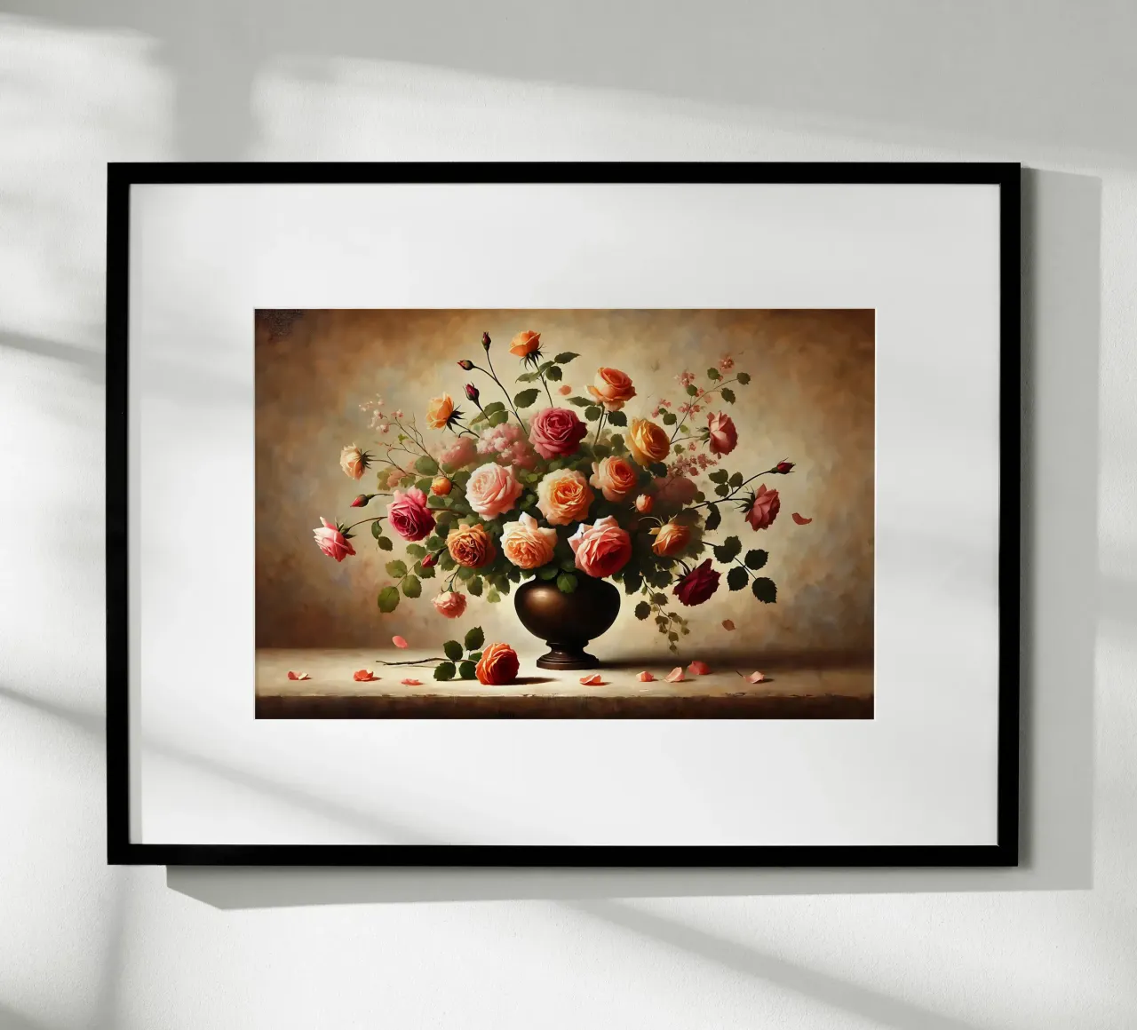 Bouquet di rose vittoriane poster con telaio in plastica da VintageBotanics