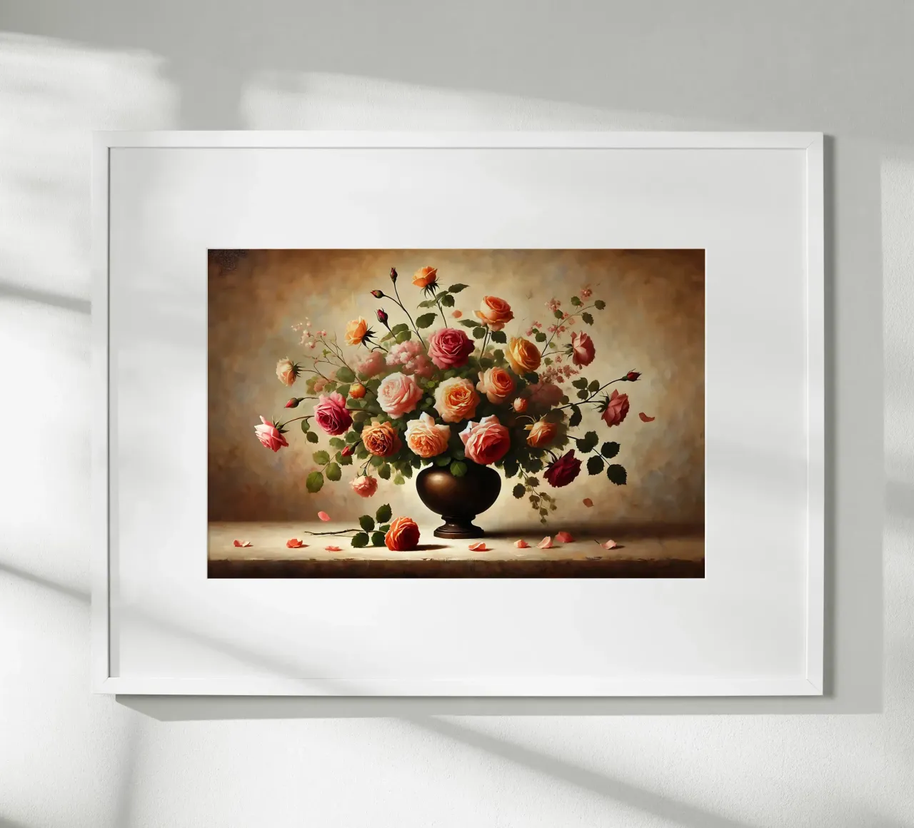 Bouquet di rose vittoriane poster con telaio in plastica da VintageBotanics