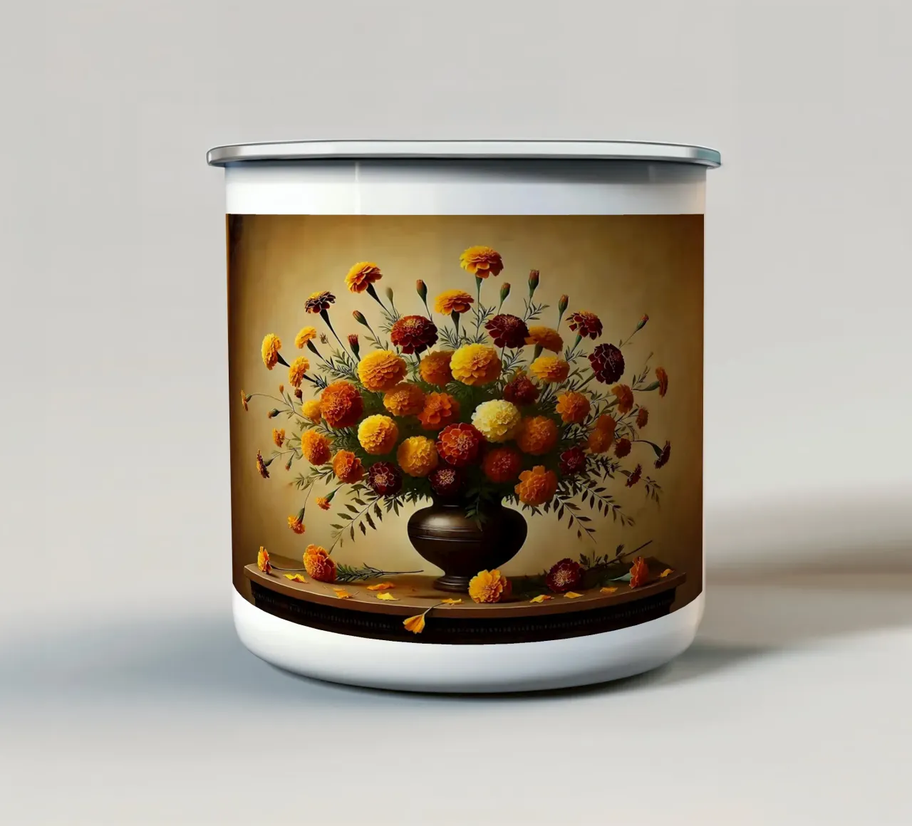 Bouquet di calendule vittoriane tazza in smalto da VintageBotanics