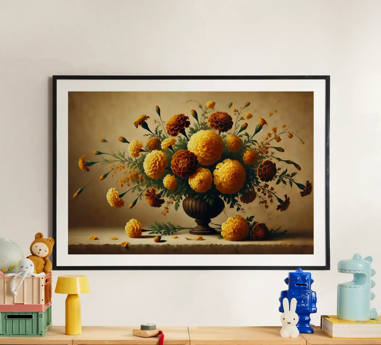 Bouquet di calendule vittoriane poster con telaio in plastica da VintageBotanics