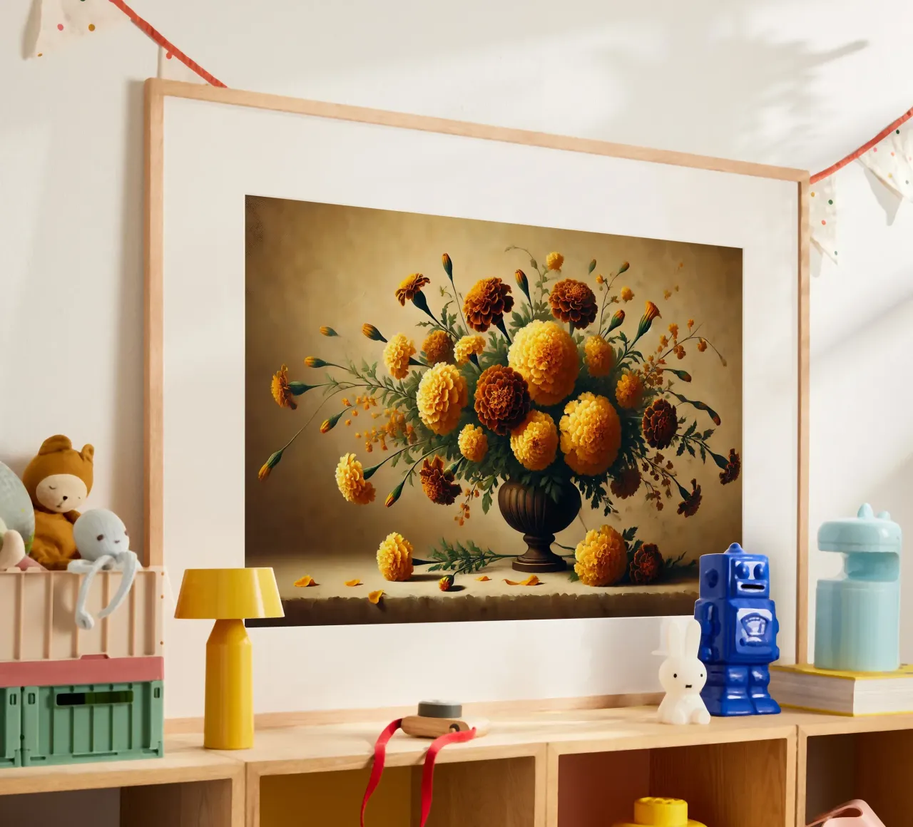Bouquet di calendule vittoriane poster con telaio in plastica da VintageBotanics