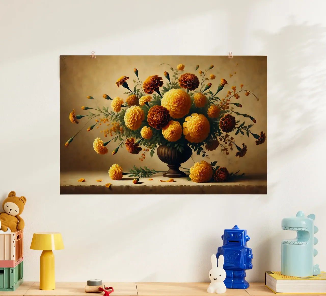 Bouquet di calendule vittoriane poster con telaio in plastica da VintageBotanics