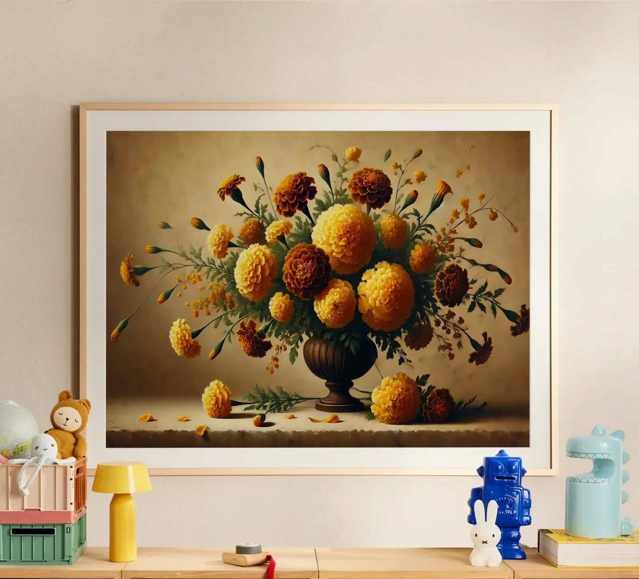 Bouquet di calendule vittoriane poster con telaio in plastica da VintageBotanics