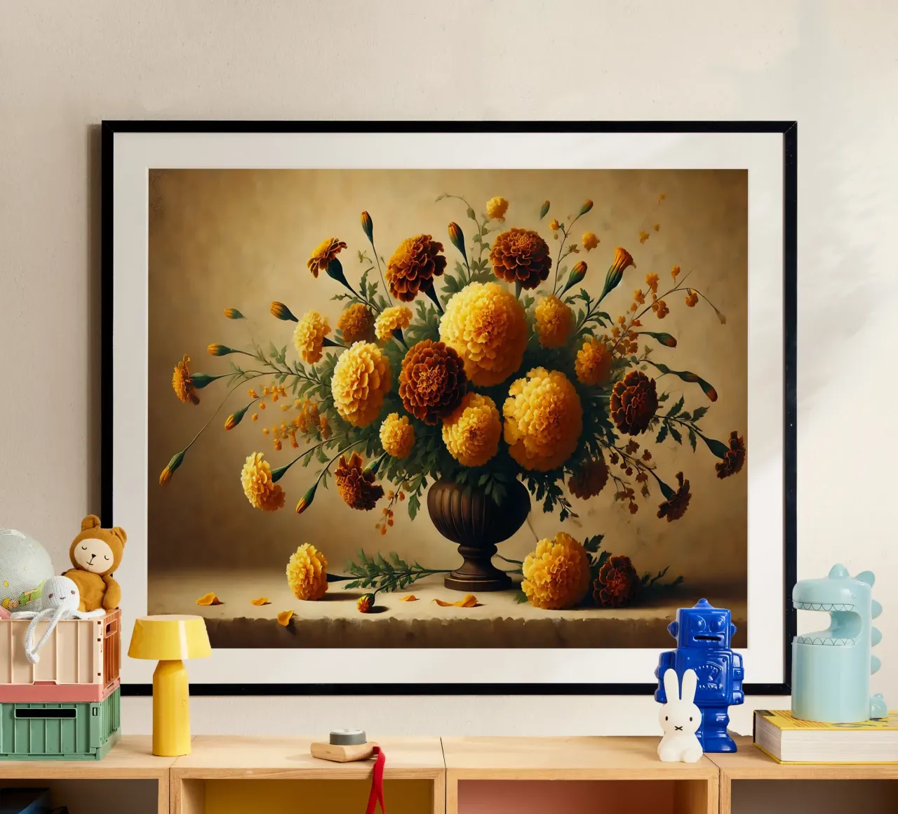 Bouquet di calendule vittoriane poster con telaio in plastica da VintageBotanics