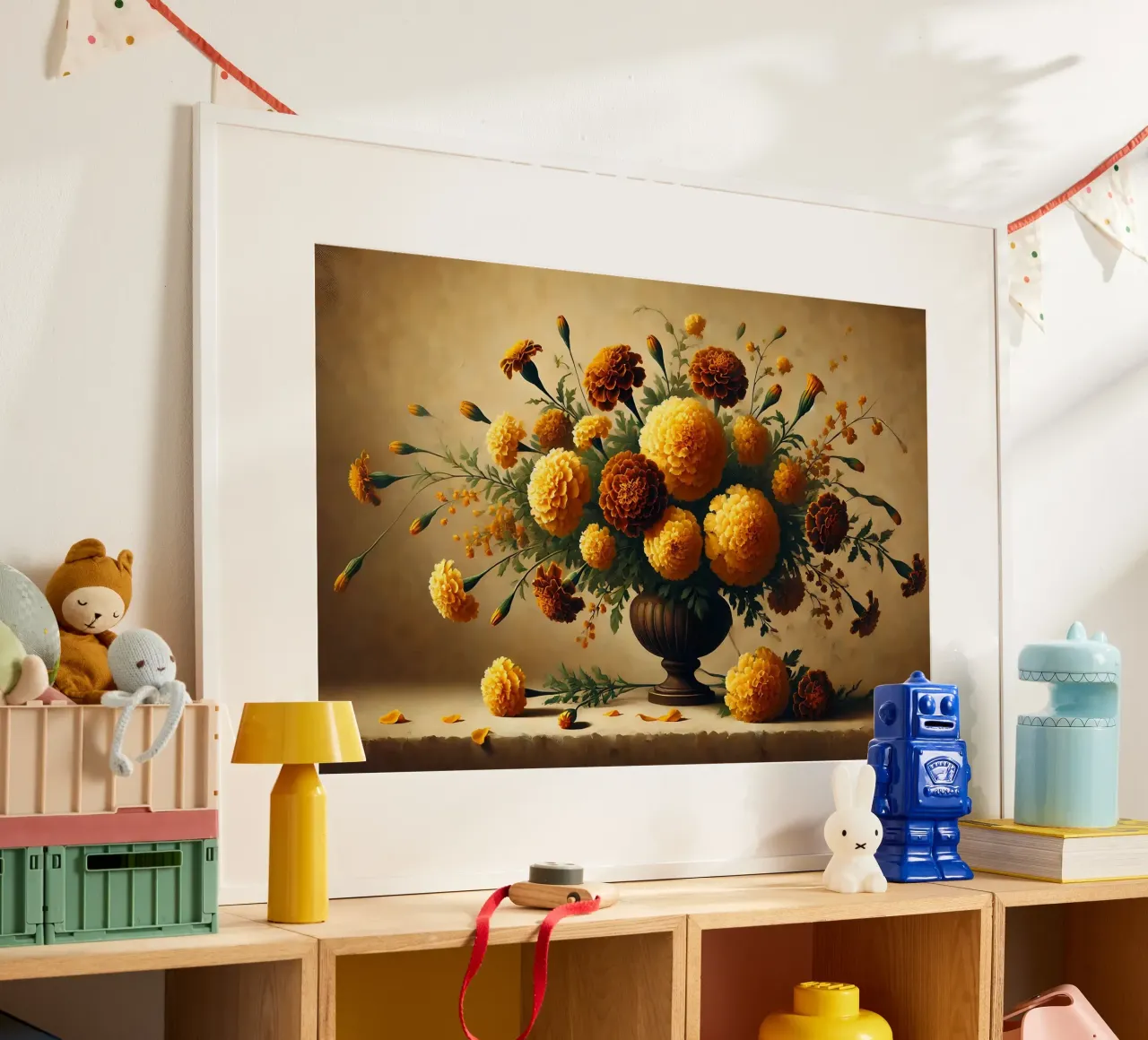 Bouquet di calendule vittoriane poster con telaio in plastica da VintageBotanics