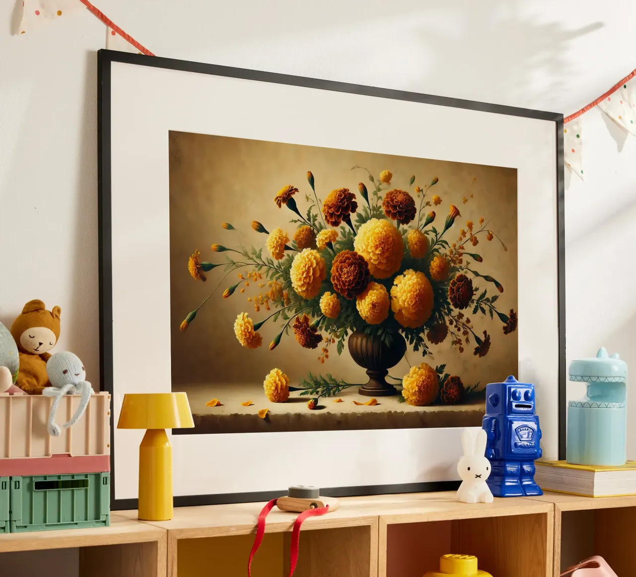 Bouquet di calendule vittoriane poster con telaio in plastica da VintageBotanics