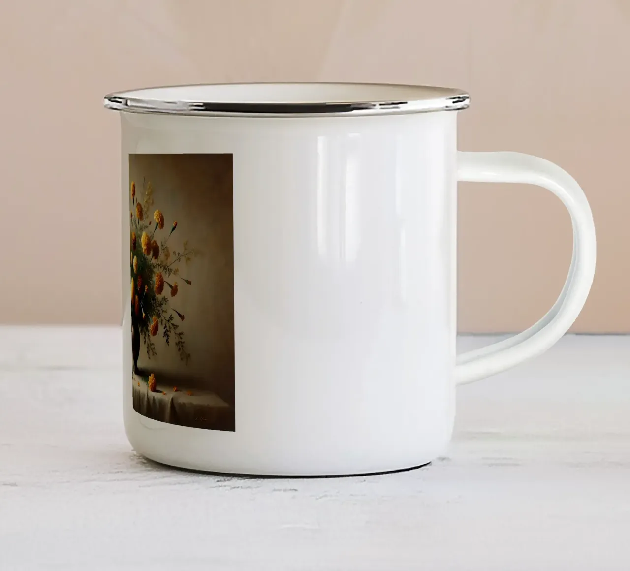 Bouquet di calendule vittoriane tazza in smalto da VintageBotanics