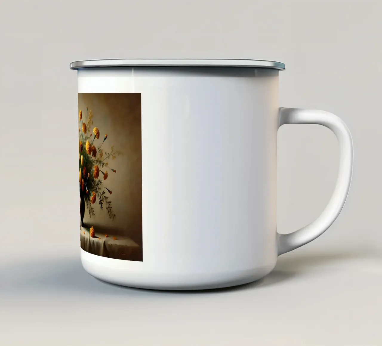 Bouquet di calendule vittoriane tazza in smalto da VintageBotanics
