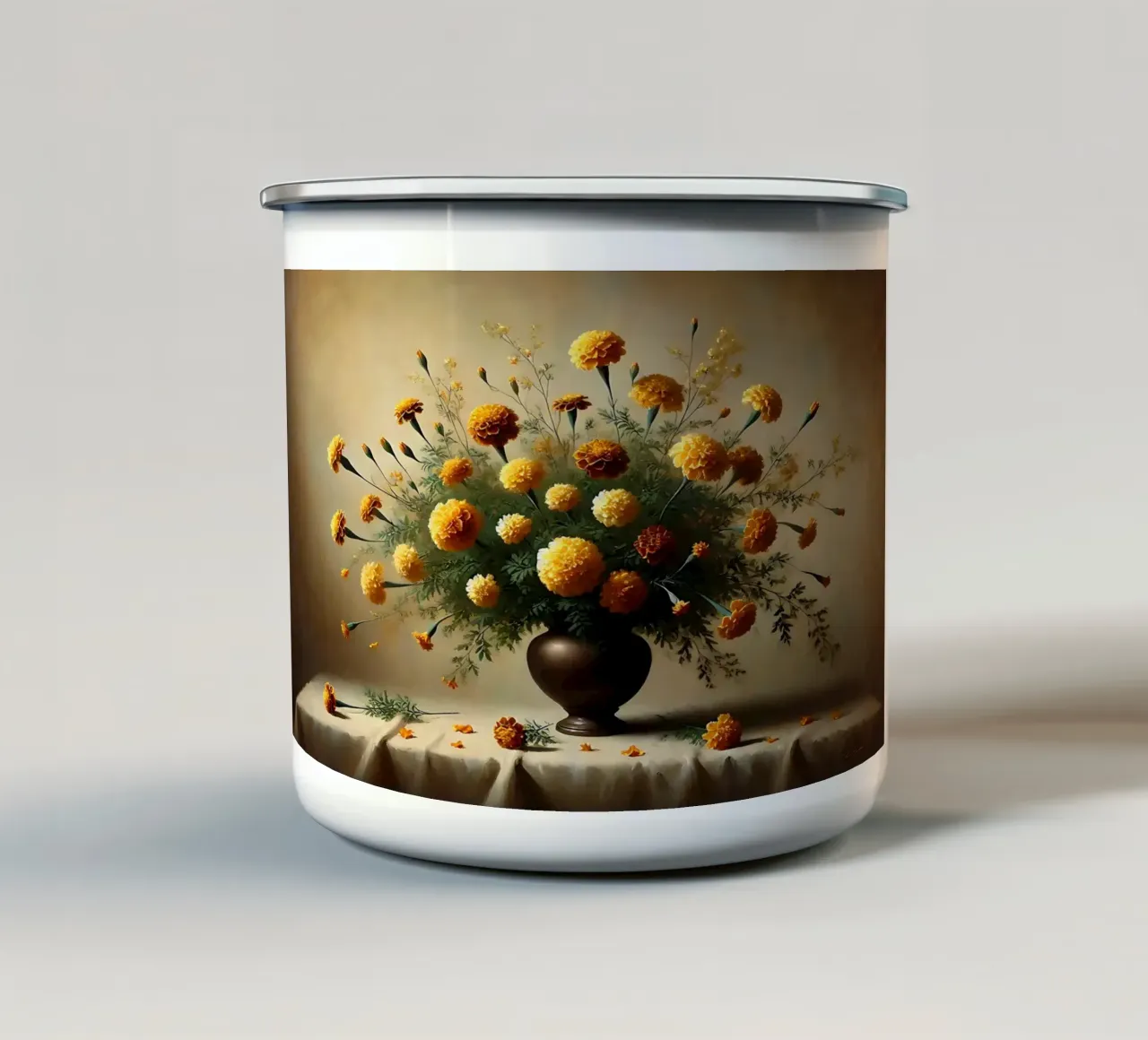 Bouquet di calendule vittoriane tazza in smalto da VintageBotanics
