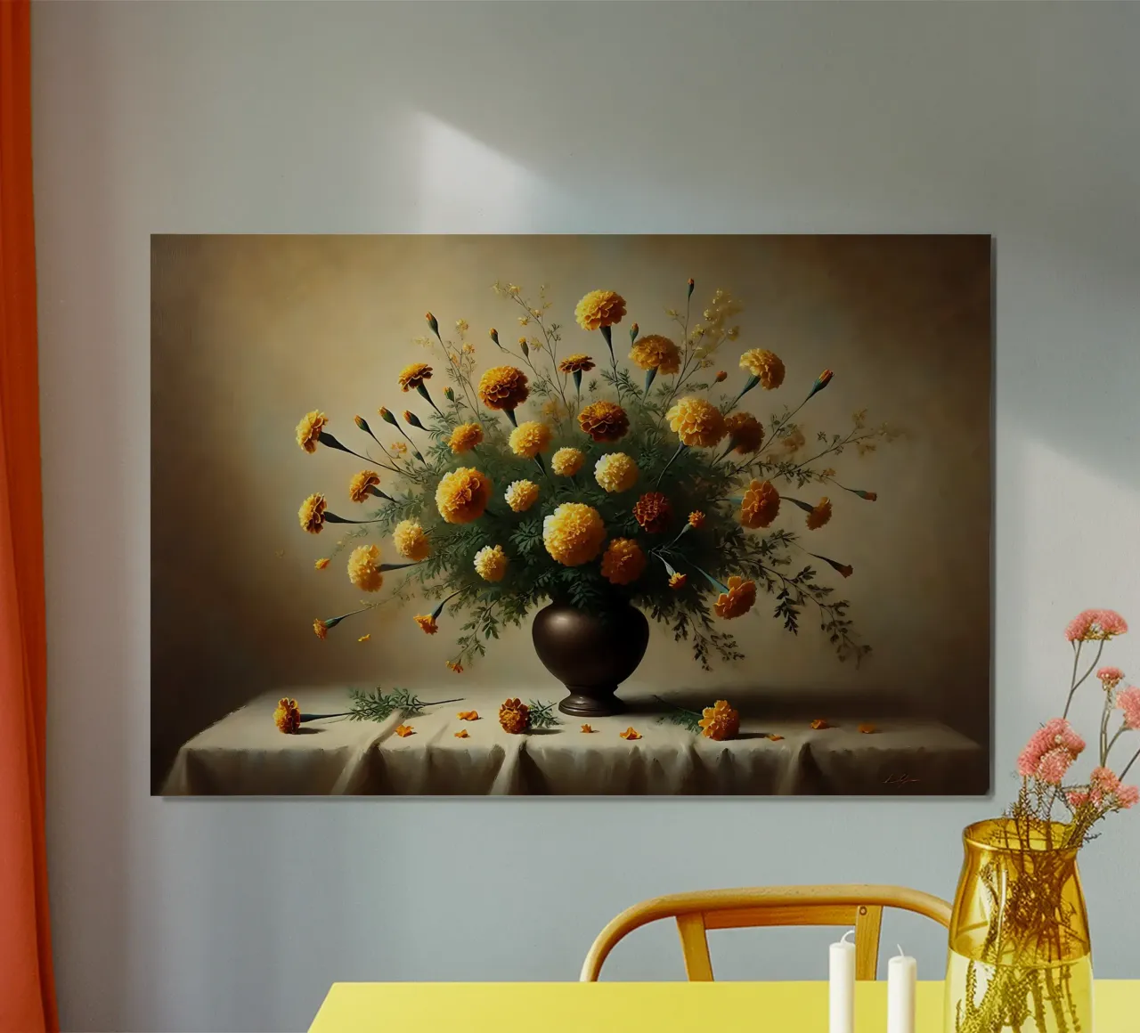 Bouquet di calendule vittoriane poster con telaio in legno da VintageBotanics