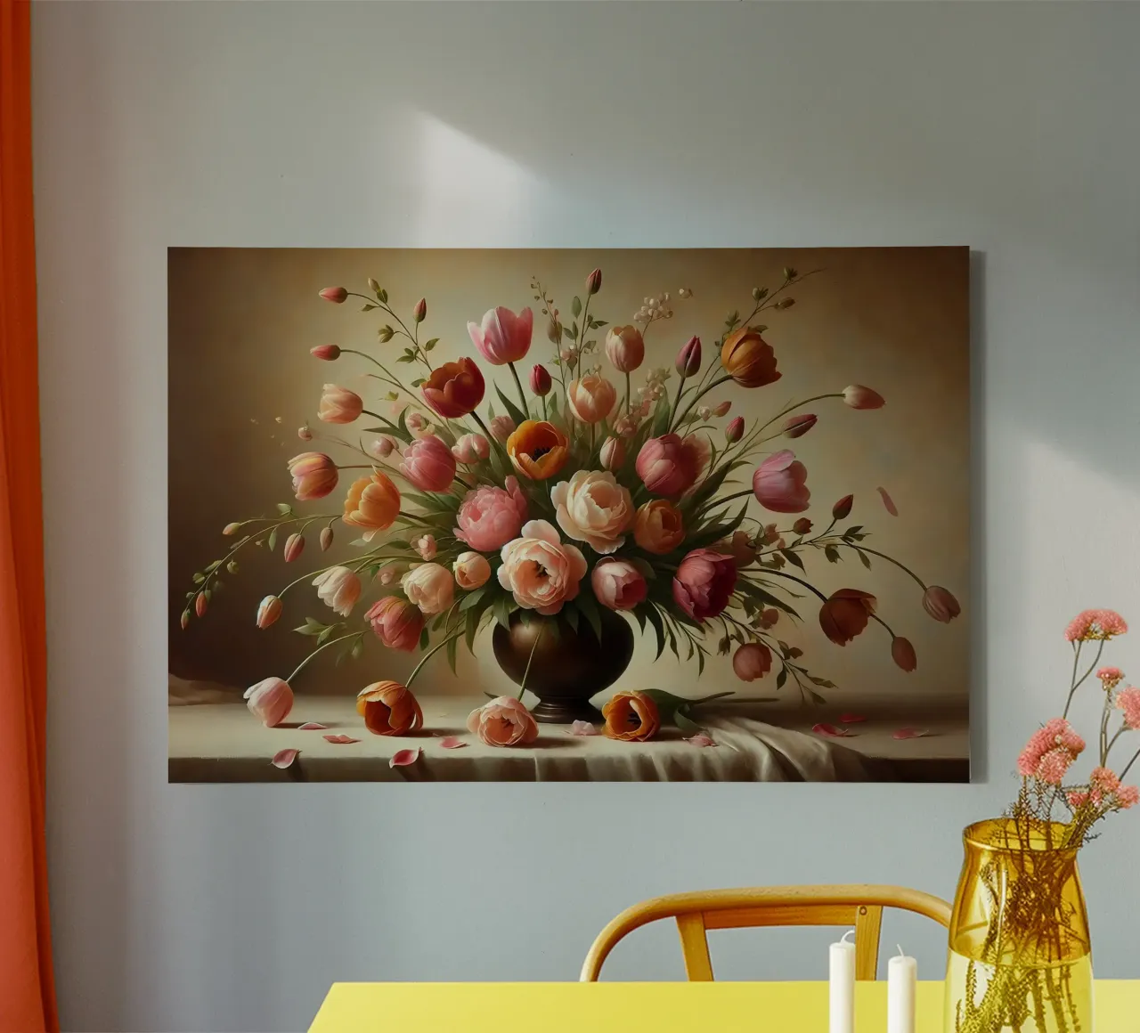 Bouquet di tulipani vittoriano tela con Cornice a cassetta da VintageBotanics