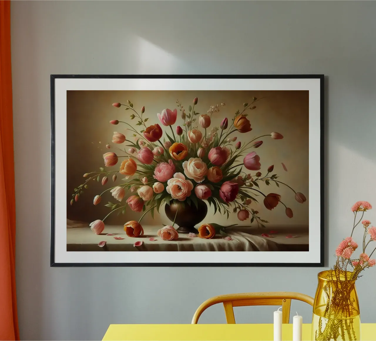 Bouquet di tulipani vittoriano poster con telaio in plastica da VintageBotanics