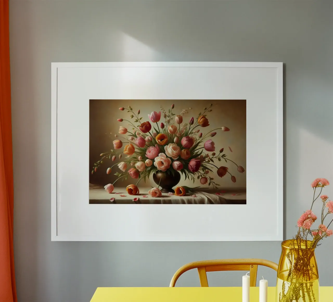 Bouquet di tulipani vittoriano poster con telaio in plastica da VintageBotanics