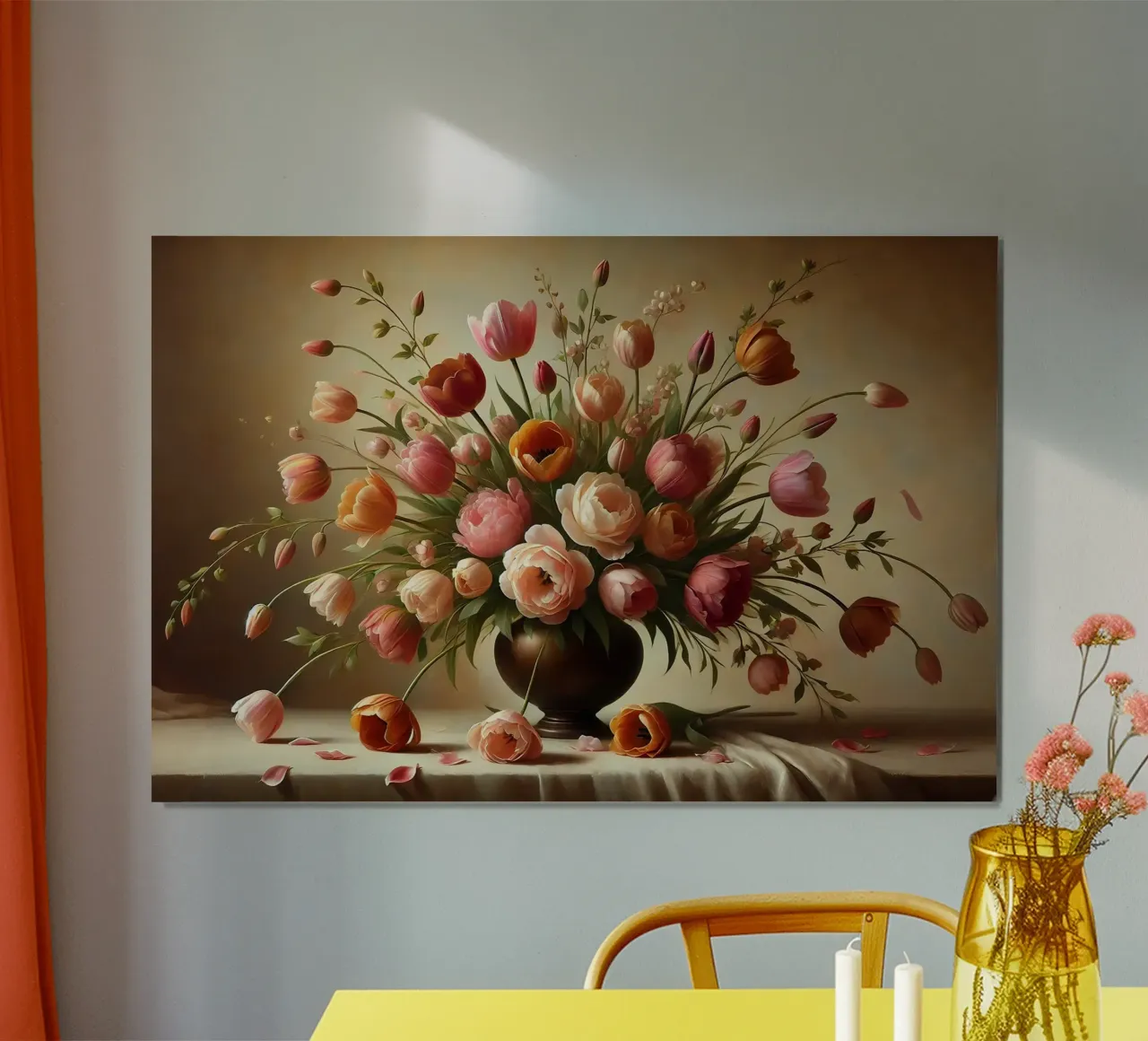 Bouquet di tulipani vittoriano poster con telaio in plastica da VintageBotanics