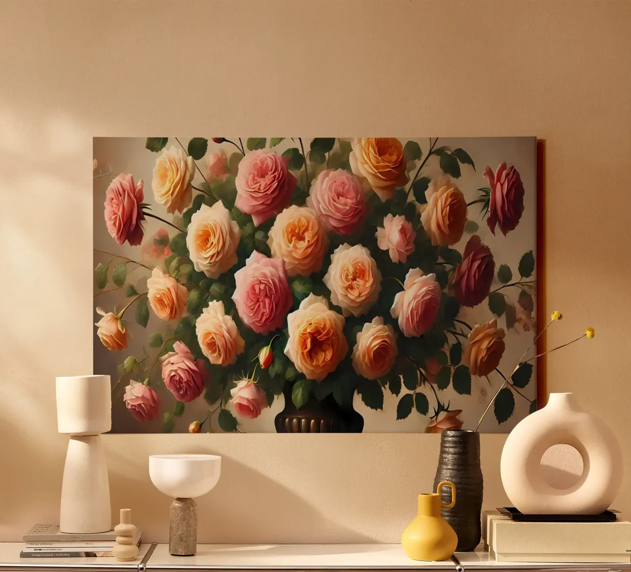 Bouquet di rose vittoriane tela con Cornice a cassetta da VintageBotanics