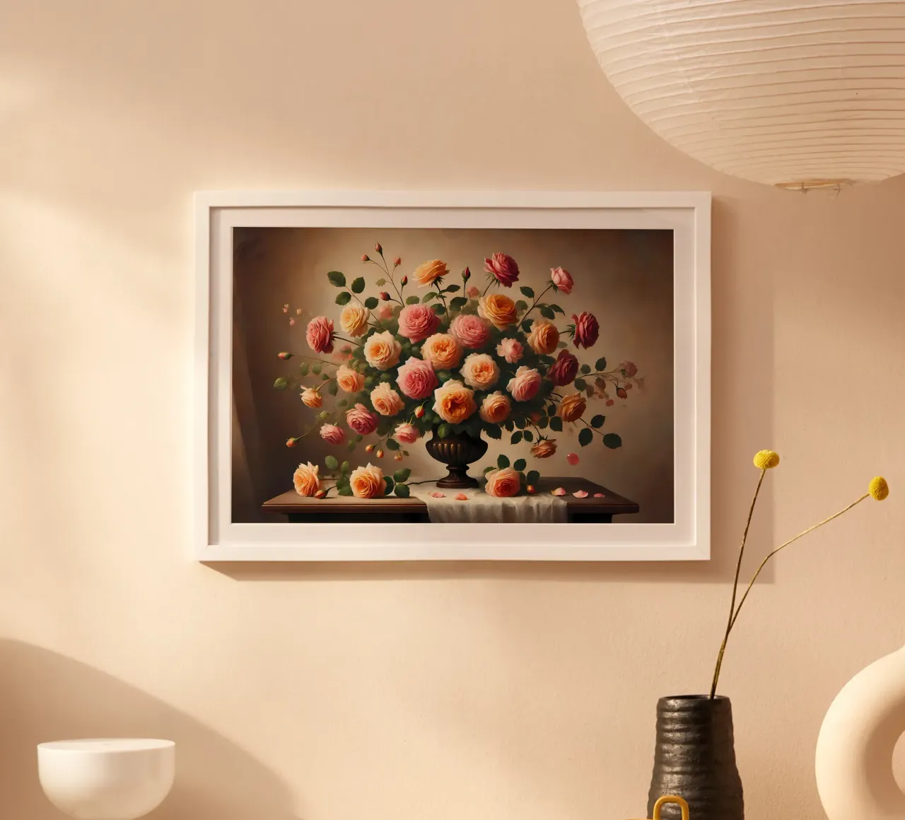Bouquet di rose vittoriane poster con telaio in plastica da VintageBotanics