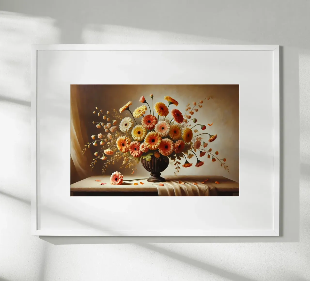Bouquet di gerbera vittoriano poster con telaio in plastica da VintageBotanics