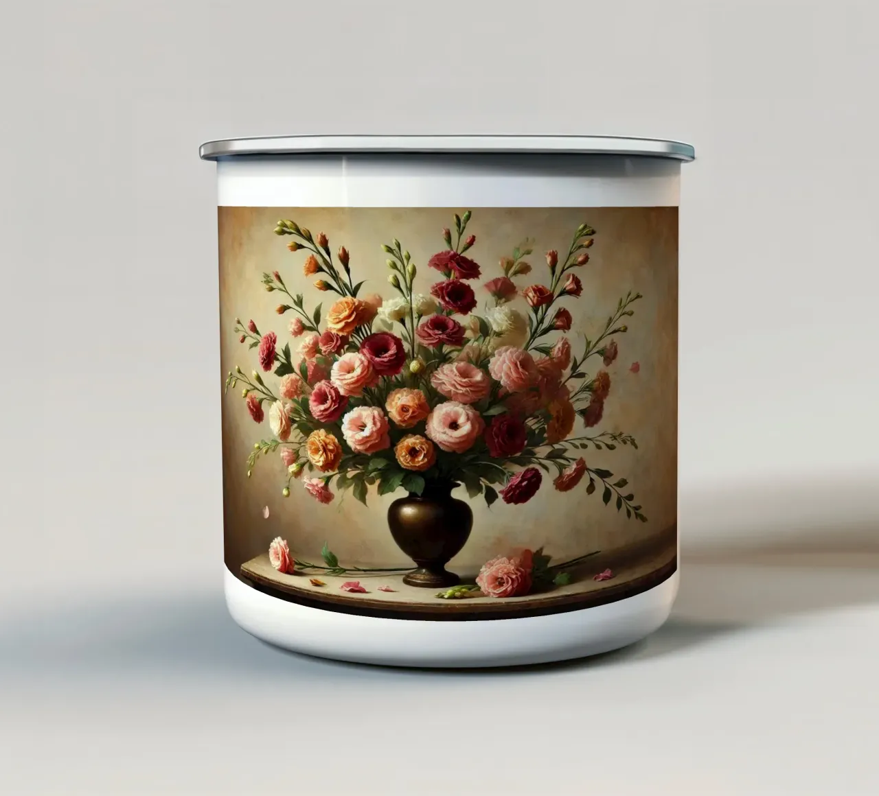 Bouquet vittoriano di eustoma tazza in smalto da VintageBotanics