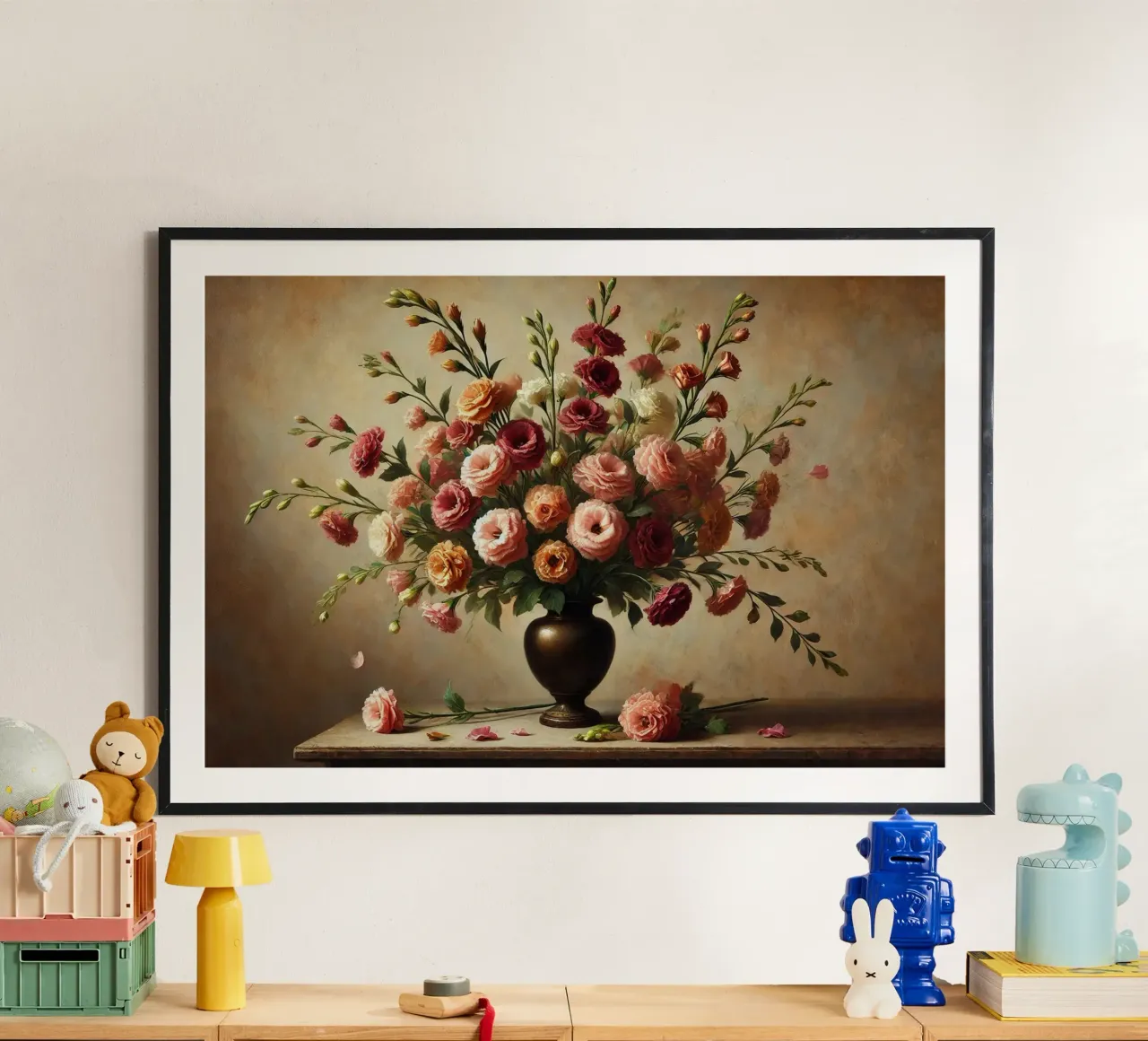Bouquet vittoriano di eustoma poster con telaio in plastica da VintageBotanics
