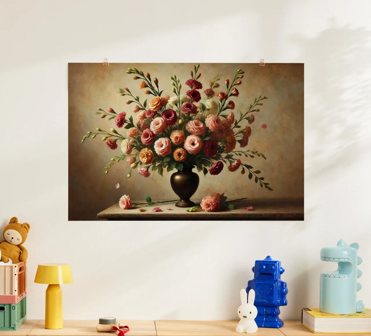 Bouquet vittoriano di eustoma poster con telaio in plastica da VintageBotanics