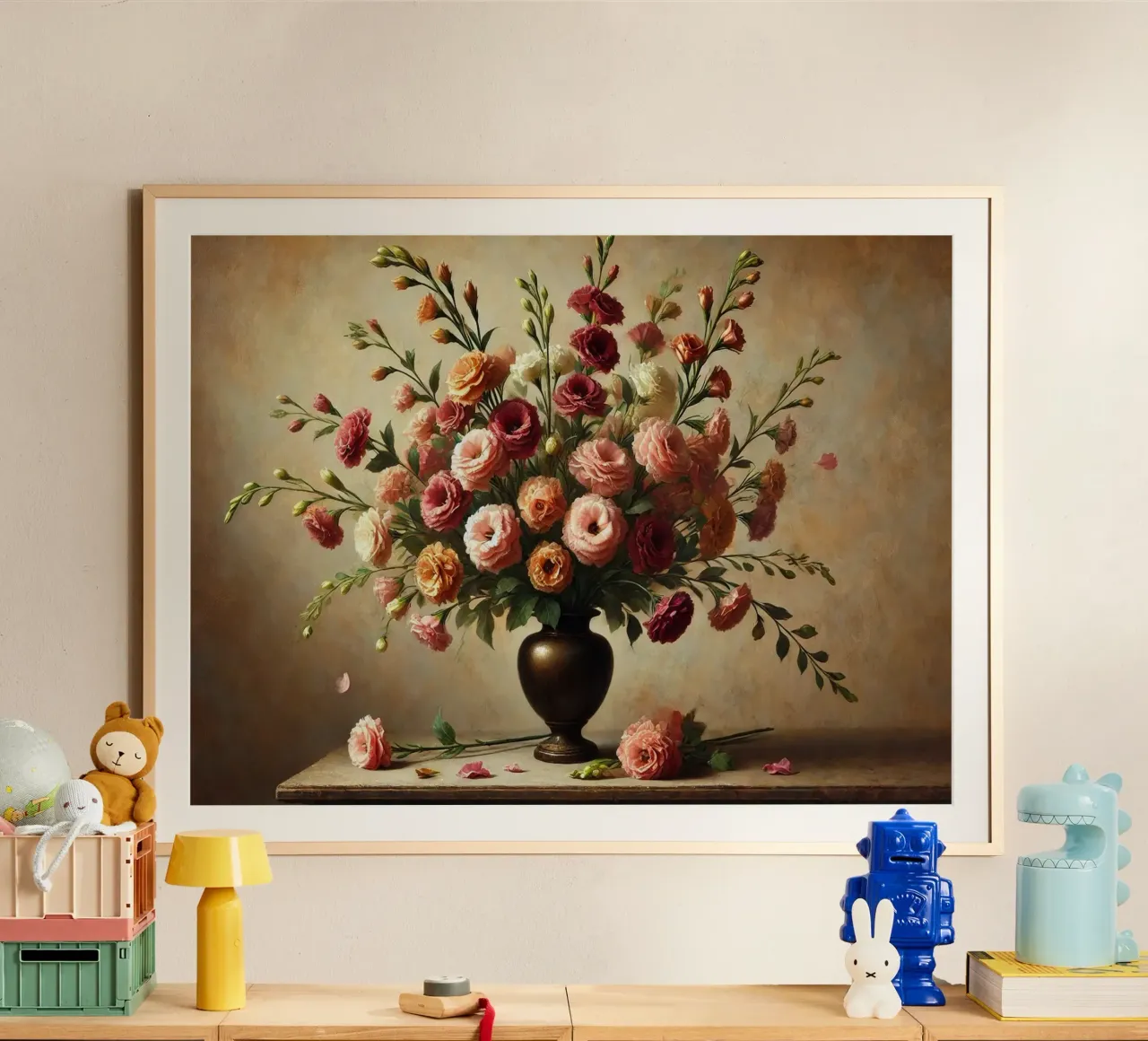 Bouquet vittoriano di eustoma poster con telaio in plastica da VintageBotanics