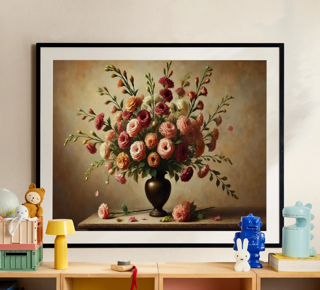 Bouquet vittoriano di eustoma poster con telaio in plastica da VintageBotanics