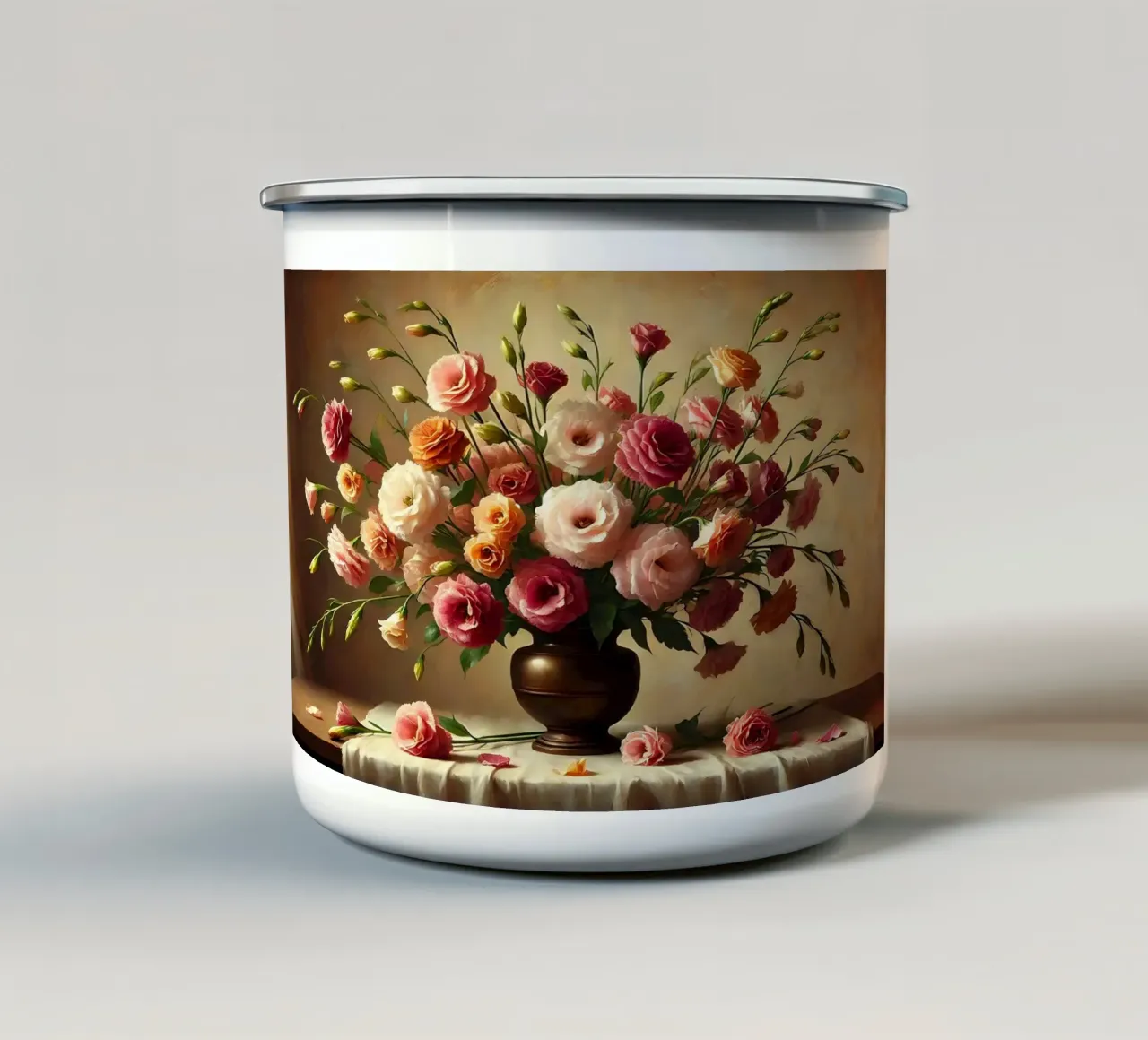 Bouquet di Lisianthus vittoriano tazza in smalto da VintageBotanics