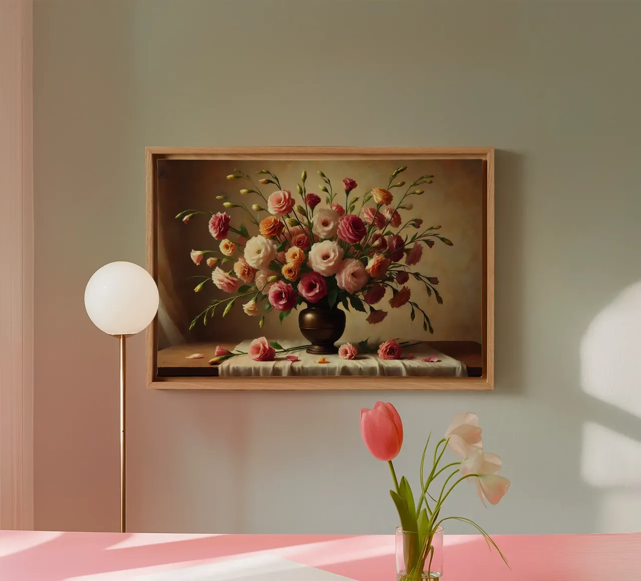 Bouquet di Lisianthus vittoriano tela con Cornice a cassetta da VintageBotanics