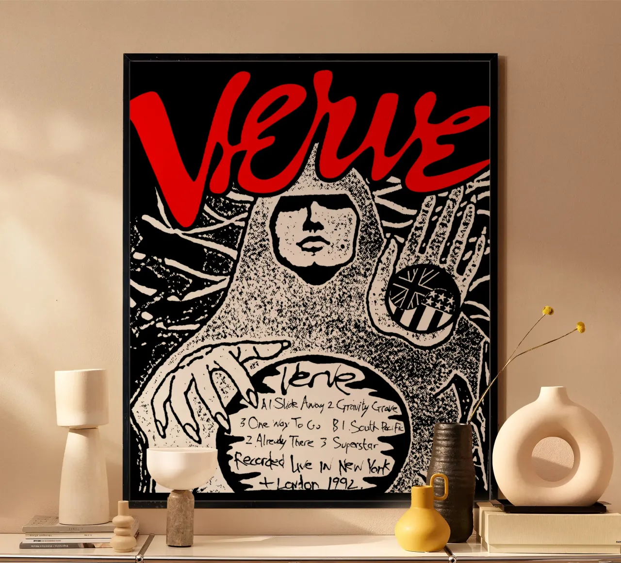 Silhouette The Verve Indle Band poster con telaio in alluminio da mannys_artt