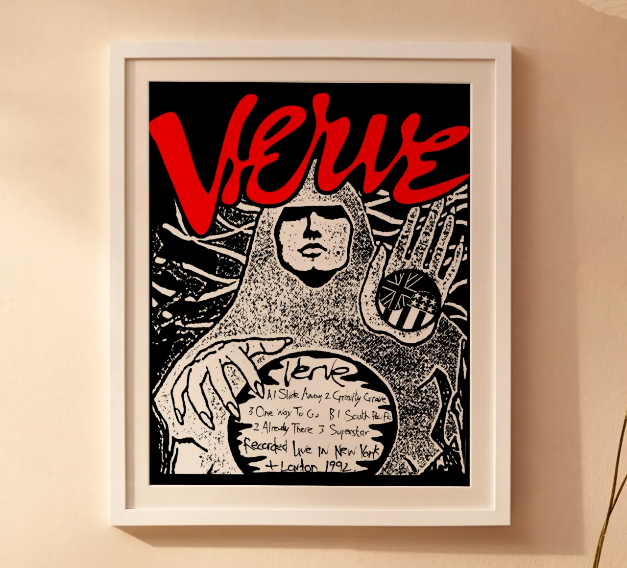 Silhouette The Verve Indle Band poster con telaio in alluminio da mannys_artt