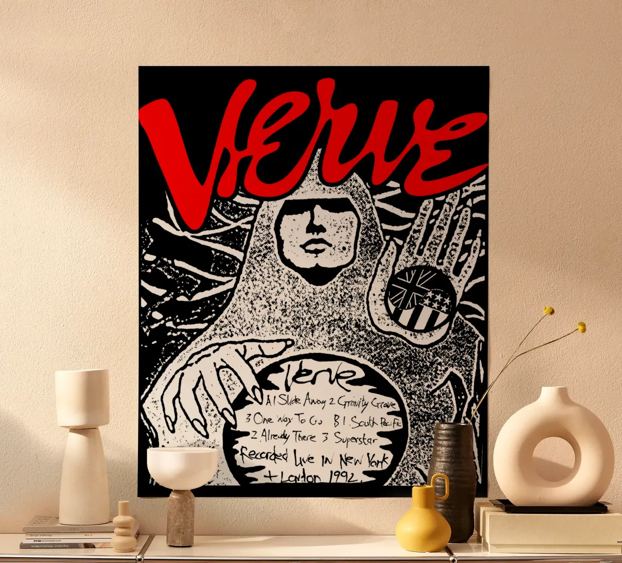 Silhouette The Verve Indle Band poster con telaio in alluminio da mannys_artt