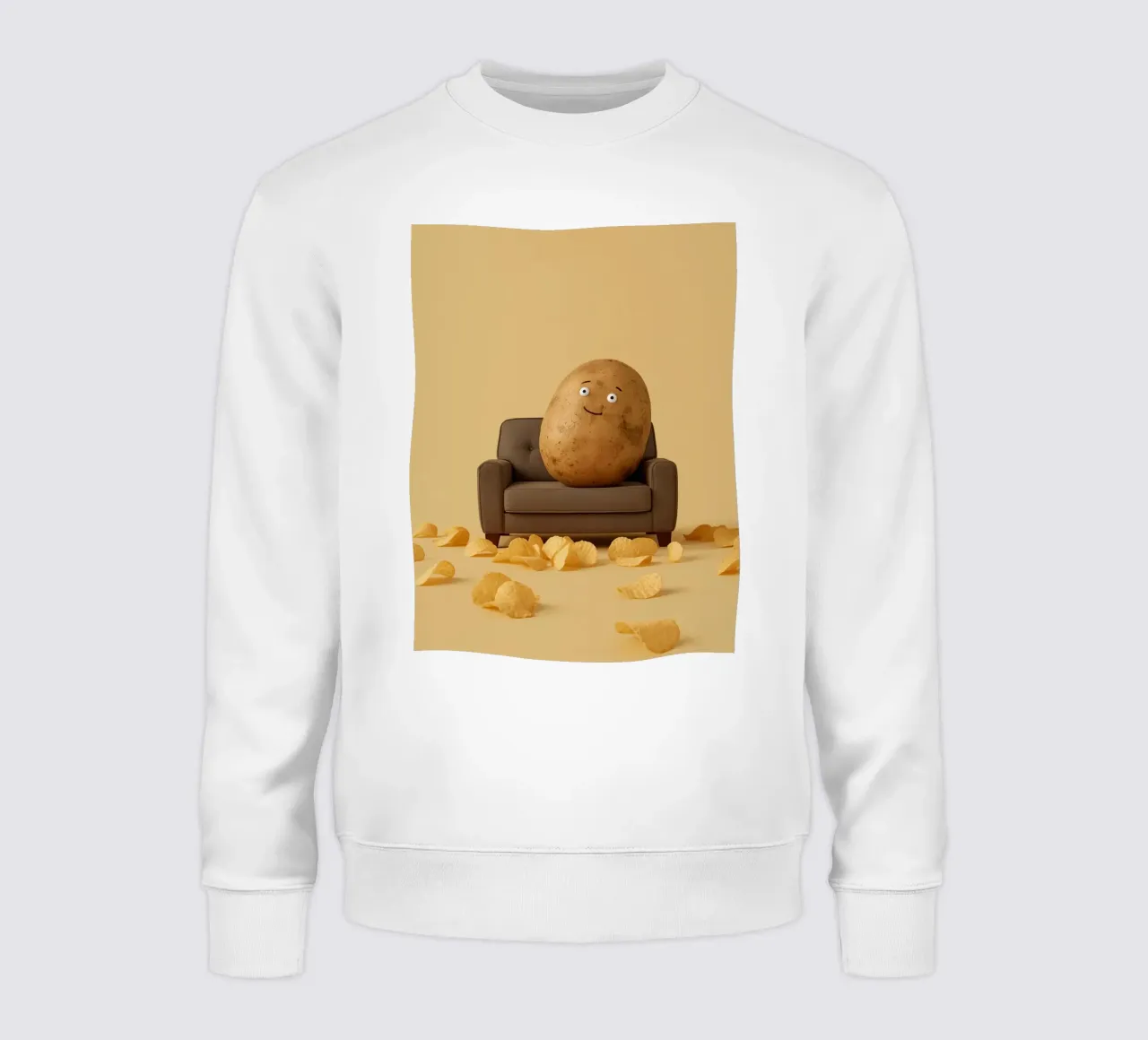 Potato Lounging on a Couch With Chips Around sweatshirt by DesignDoodle