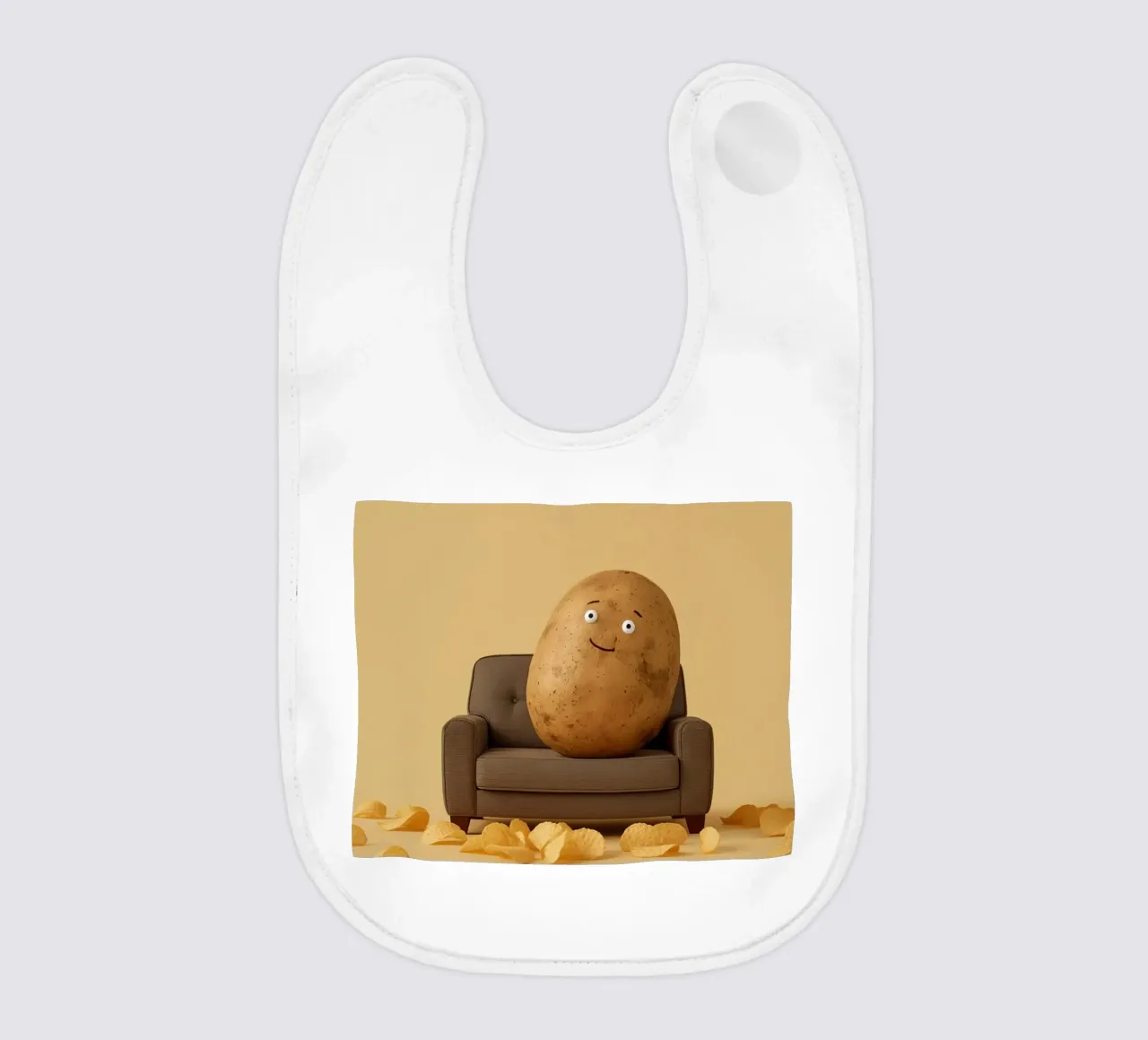Potato Lounging on a Couch With Chips Around bavaglino da DesignDoodle