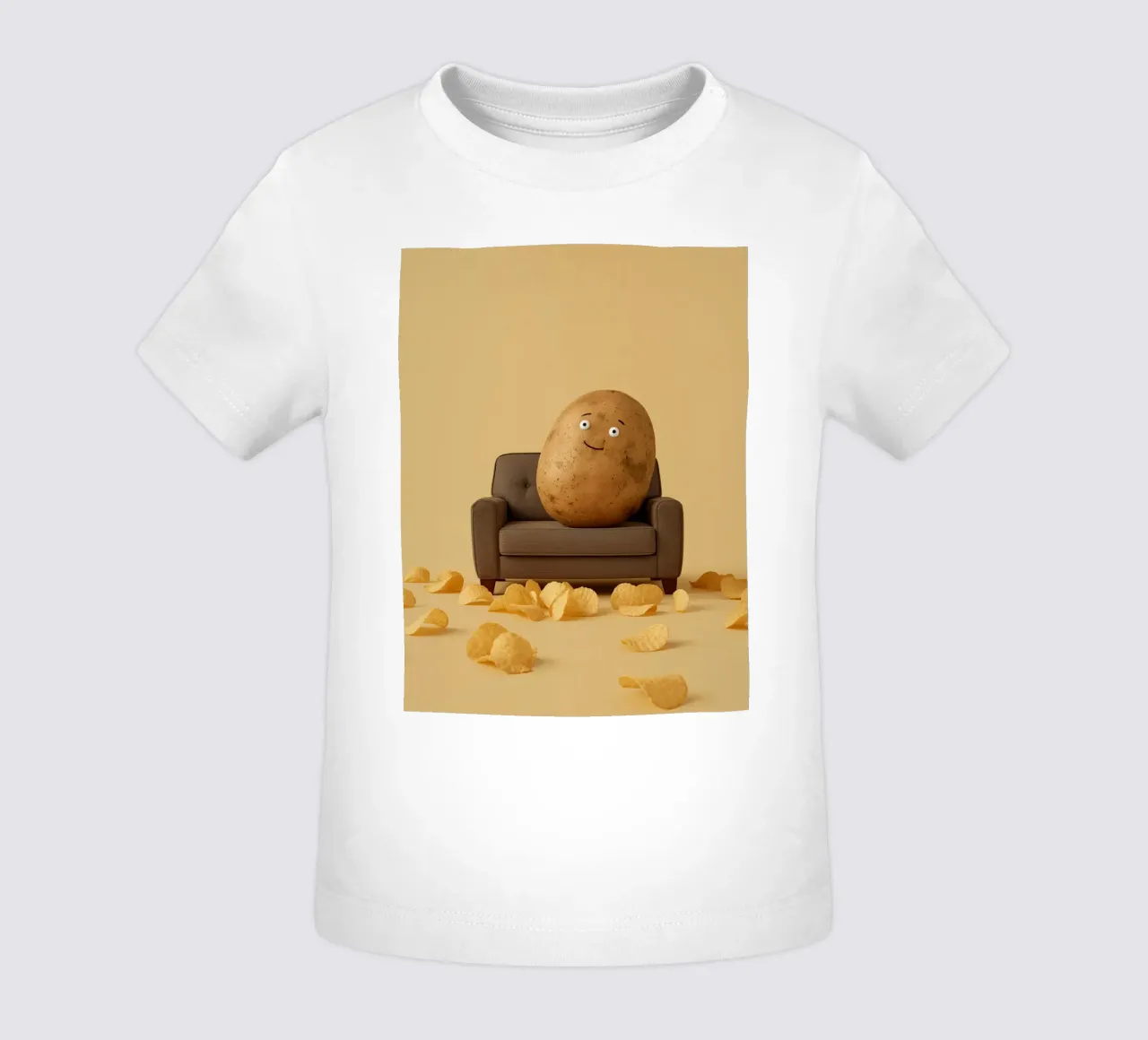 Potato Lounging on a Couch With Chips Around maglietta neonato da DesignDoodle